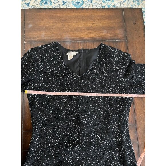 Vintage Leslie Fay Evenings Beaded Black Formal Blouse Women's Medium - Picture 7 of 8